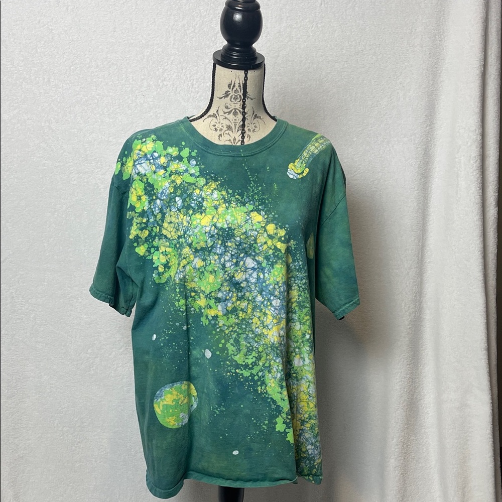 Vintage Green Galaxy Batik Tie Dye T-Shirt
